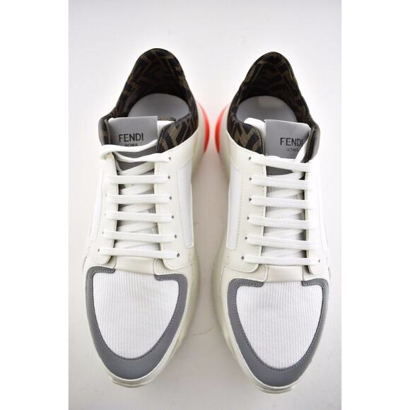 Fendi Mens White FF Technical Fabric Logo Sneaker Flat Trainer UK 7.5 US 8.5 - Picture 7 of 11